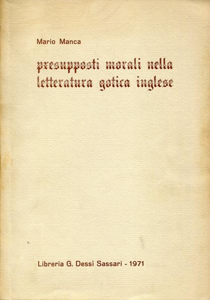 Presupposti morali nella letteratura gotica inglese - copertina