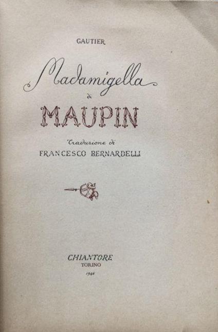 Madamigella di Maupin - Gautier - copertina