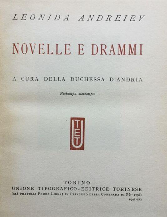 Novelle e drammi - Leonid Andreev - copertina