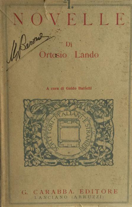 Novelle. Ortesio Lando Carabba 1916 - Ortensio Lando - copertina