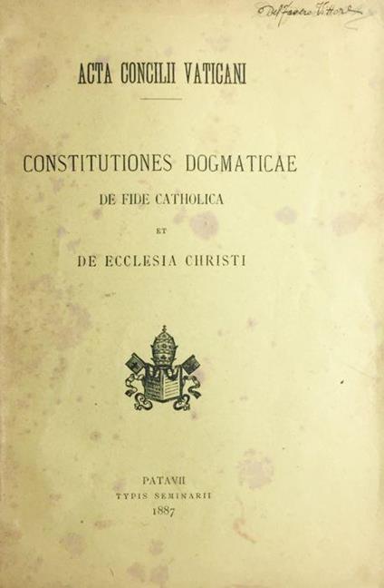 Constitutiones dogmaticae de fide catholica et de Ecclesia Christi - copertina