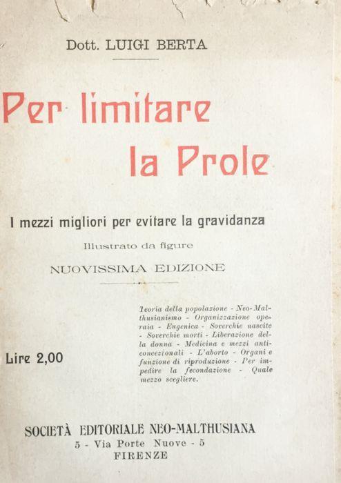 Per limitare la prole - Luigi Berti - copertina