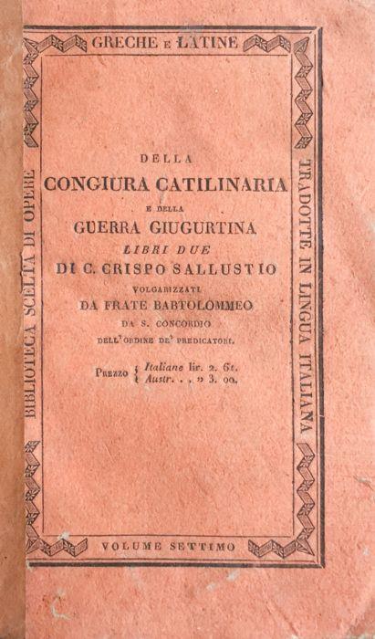 Della congiura catilinaria e della guerra giugurtina - C. Crispo Sallustio - copertina