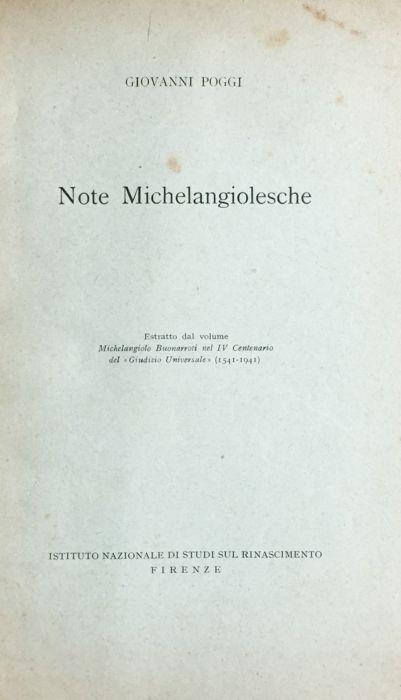 Note michelangiolesche - Giovanni Poggi - copertina