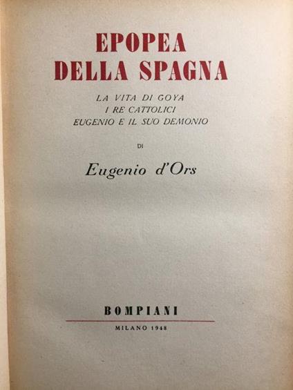 Epopea della Spagna - Eugenio D'Ors - copertina