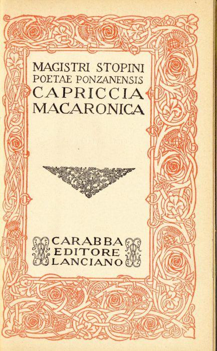 Magistri Stopini poetae ponzanensis Capriccia macaronica - Cesare Orsini - copertina