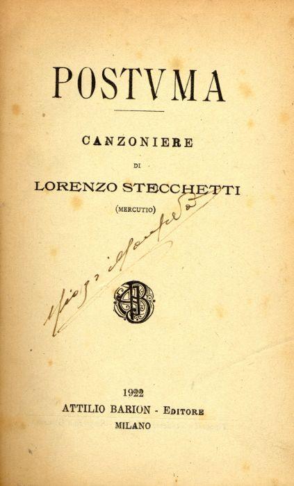 Postuma. Canzoniere - Lorenzo Stecchetti - copertina