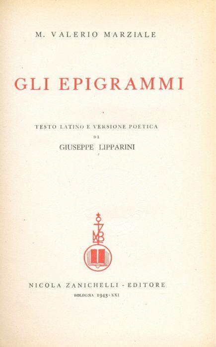 Gli epigrammi - M. Valerio Marziale - copertina