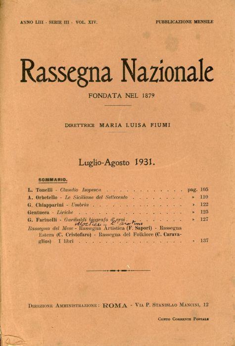 Rassegna Nazionale 1931 - copertina