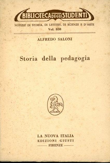 Storia della pedagogia - Alfredo Saloni - copertina