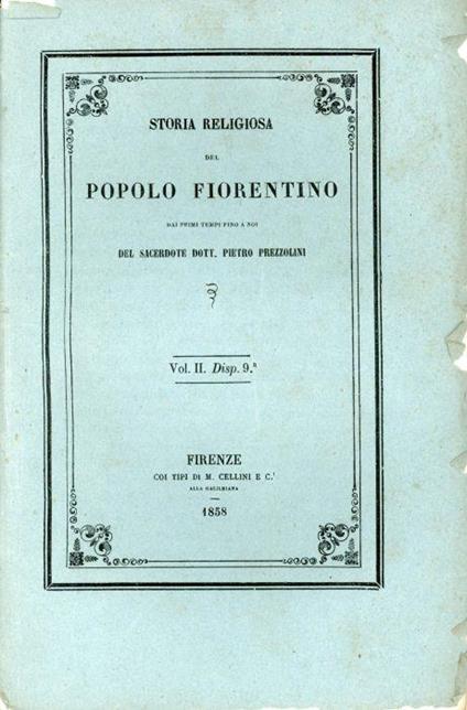 Storia religiosa del popolo fiorentina - Pietro Prezzolini - copertina