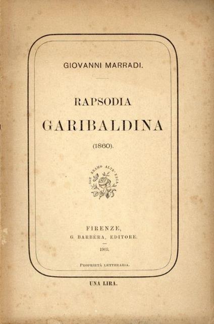 Rapsodia garibaldina (1860) - Giovanni Marradi - copertina