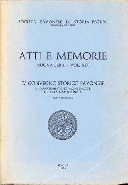 Atti e Memorie Società Savonese di Storia Patria 1985 - copertina