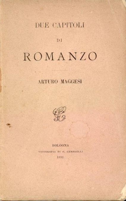 Due capitoli di romanzo - copertina