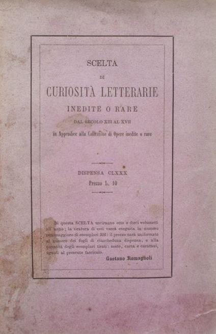 Compendio di storia romana. Scelta di curiosità letterarie inedite o rare dal secolo XIII al XVII - copertina
