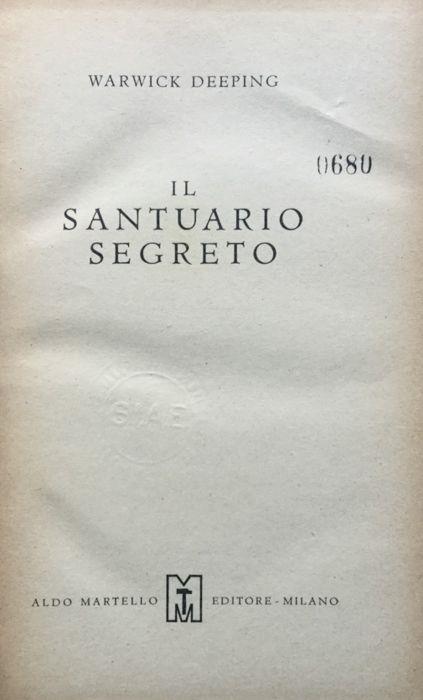 Il santuario segreto - Warwick Deeping - copertina