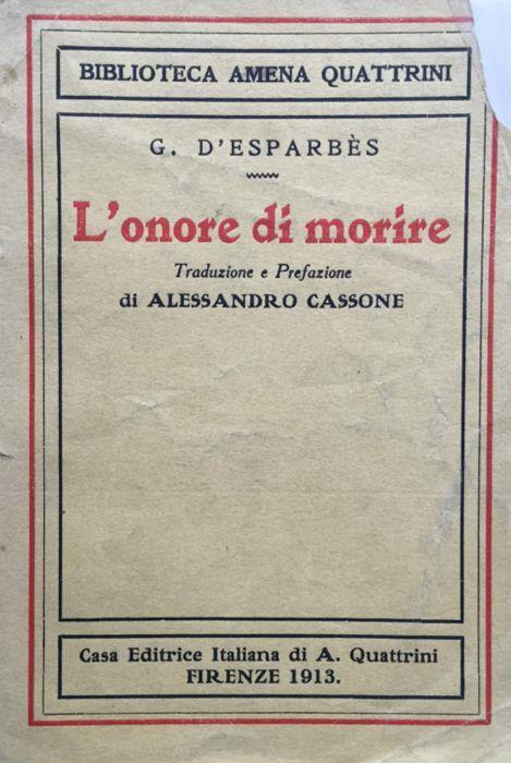 L' onore di morire - Georges D'Esparbes - copertina