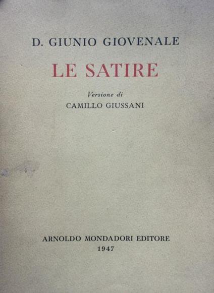 Le Satire - D. Giunio Giovenale - copertina