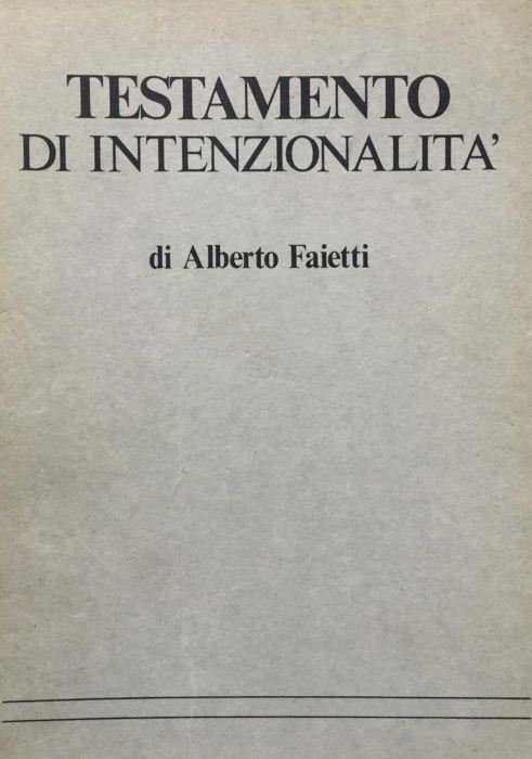 Testamento di intenzionalità - Alberto Faietti - copertina