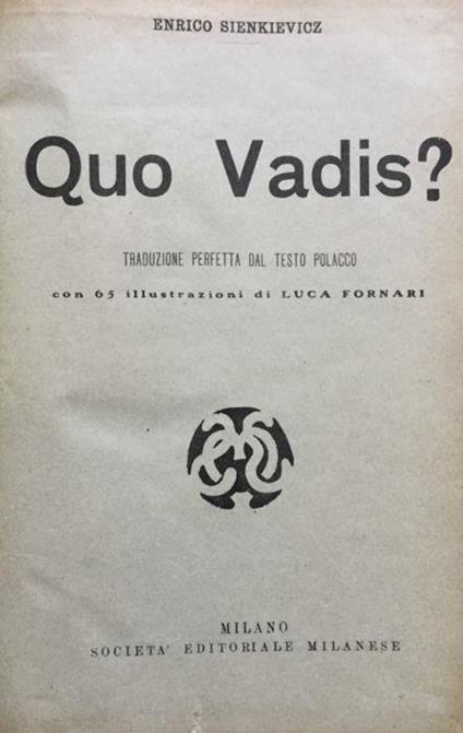 Quo Vadis? - Henryk Sienkiewicz - copertina