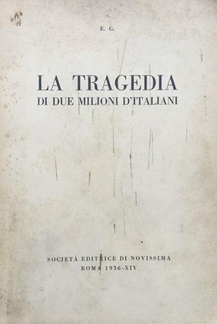 la tragedia di due milioni d'italiani - G.E. Williams - copertina