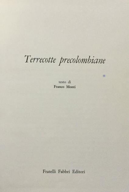 Terrecotte precolombiane - Franco Monti - copertina