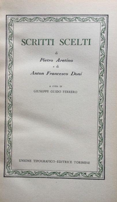 Scritti scelti - Pietro Aretino - copertina