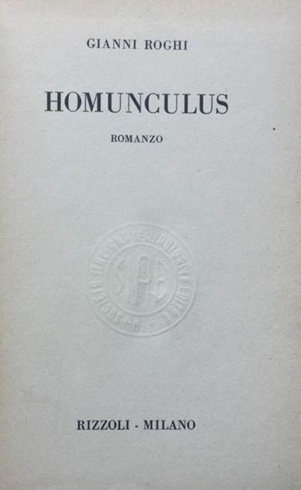 Homunculus - Gianni Roghi - copertina