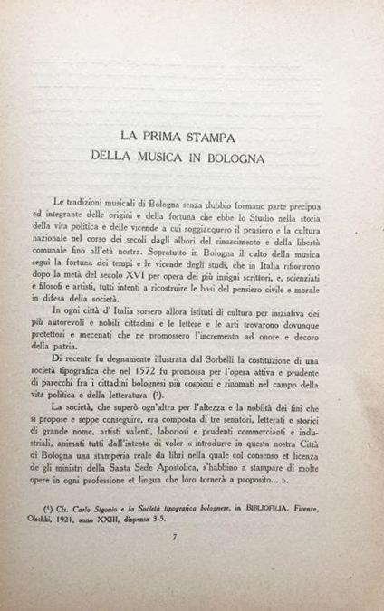 La prima stampa della musica in Bologna - Lino Sighinolfi - copertina