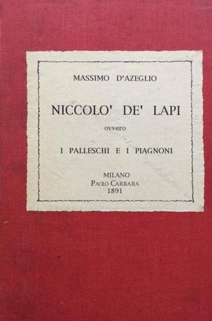 Niccolò de' Lapi, Ovvero I Palazzeschi e i Piagnoni - Massimo D'Azeglio - copertina