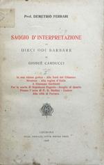 Saggio di interpretazione delle Odi Barbare di Giosuè Carducci