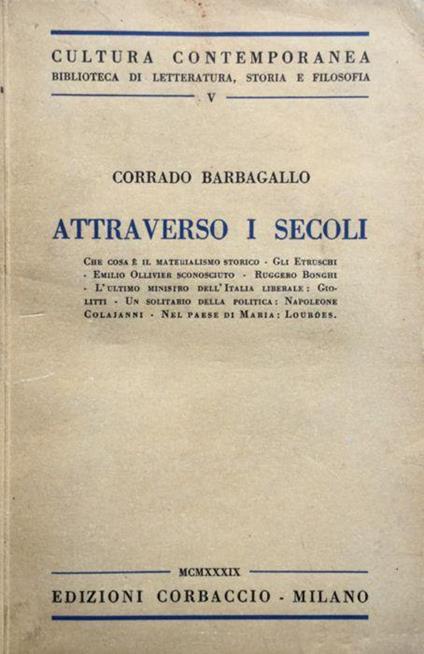 Attraverso i secoli - Corrado Barbagallo - copertina