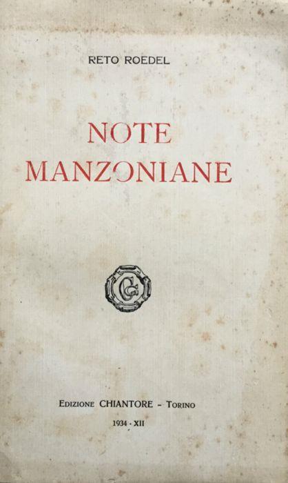 Note manzoniane - Reto Roedel - copertina