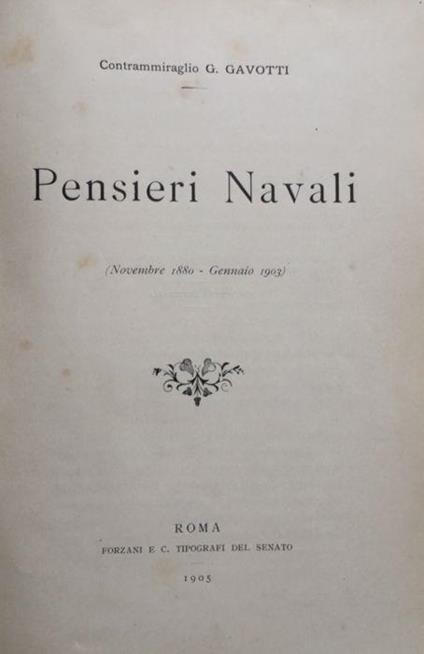 Pensieri navali (novembre 1880-gennaio 1903) - G. Gabetti - copertina