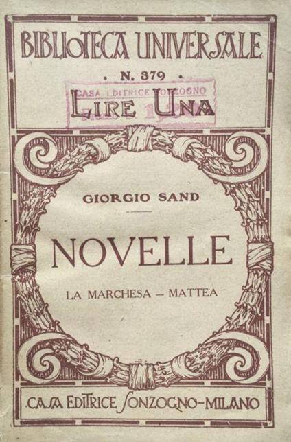 Novelle. La marchesa Mattea - George Sand - copertina