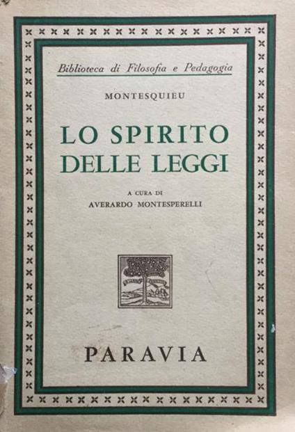 Lo spirito delle leggi - Charles L. de Montesquieu - copertina