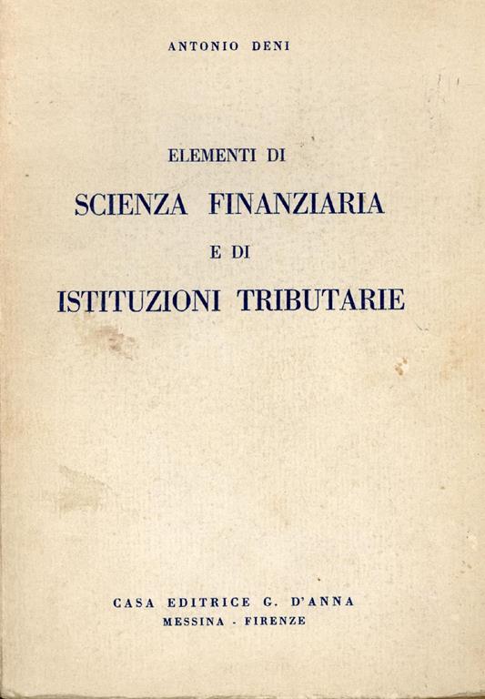 Elementi di scienza finanziaria e di istituzioni tributarie - copertina