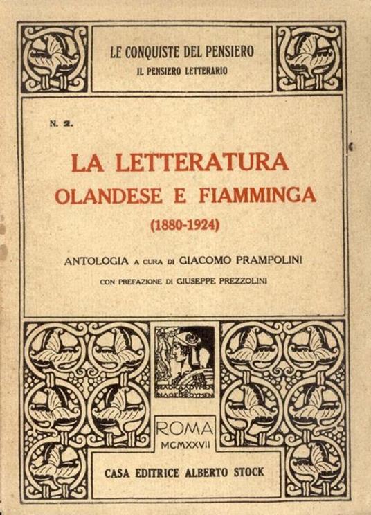 La letteratura olandese e fiamminga (1880-1924) - Giacomo Prampolini - copertina
