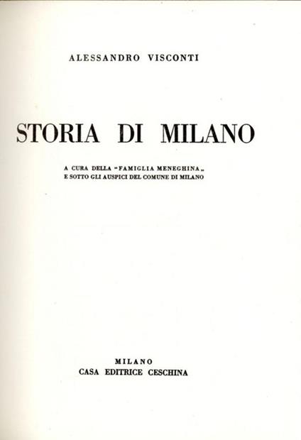 Storia di Milano - Alessandro Visconti - copertina