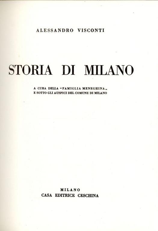 Storia di Milano - Alessandro Visconti - copertina