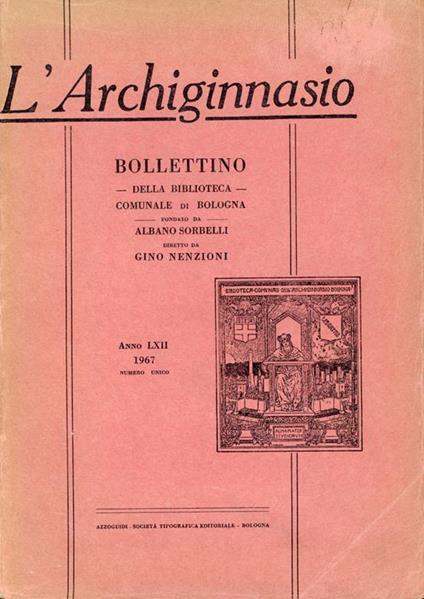 L' Archiginnasio : bullettino della biblioteca comunale di Bologna - copertina