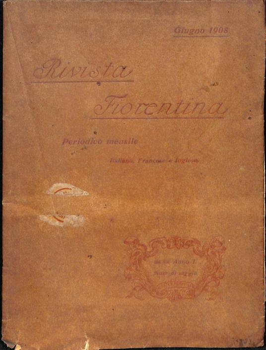 Rivista Fiorentina, anno 1 numero di saggio (1908) - copertina