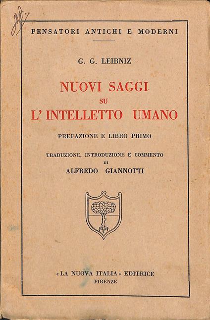 Nuovi saggi su l'intelletto umano : prefazione e libro primo - Gottfried W. Leibniz - copertina