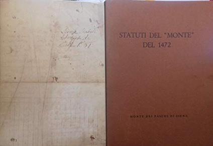 Statuti del "Monte" del 1472 - copertina