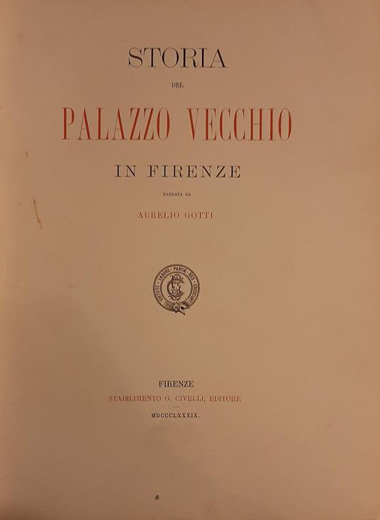 Storia del Palazzo Vecchio in Firenze - copertina