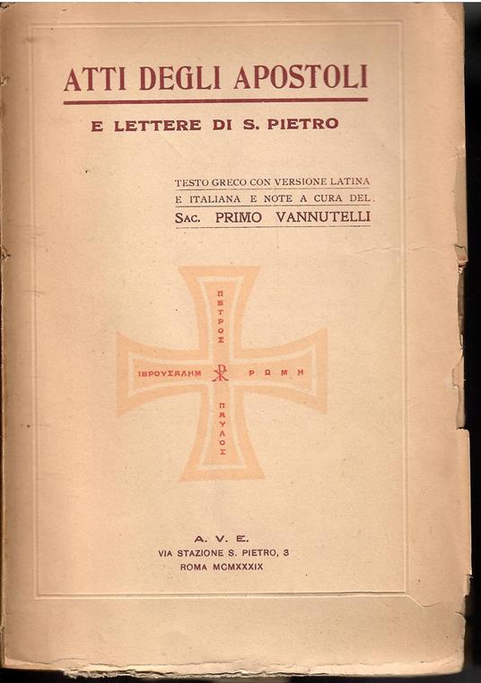 ATTI DEGLI APOSTOLI E LETTERE DI S. PIETRO - copertina