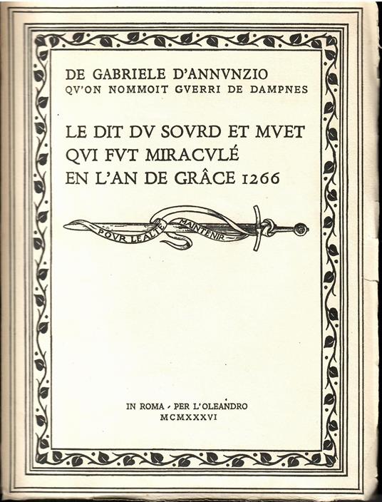 Le dit du sourd et muet qui fut miraculé en l'an de grace 1266 - Gabriele D'Annunzio - copertina