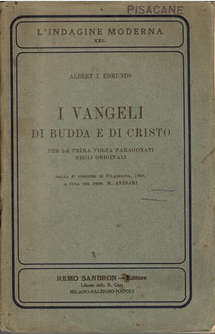 I Vangeli di Budda e di Cristo per la prima volta paragonati negli originali - copertina