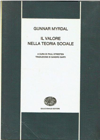 valore nella teoria sociale - Gunnar Myrdal - copertina