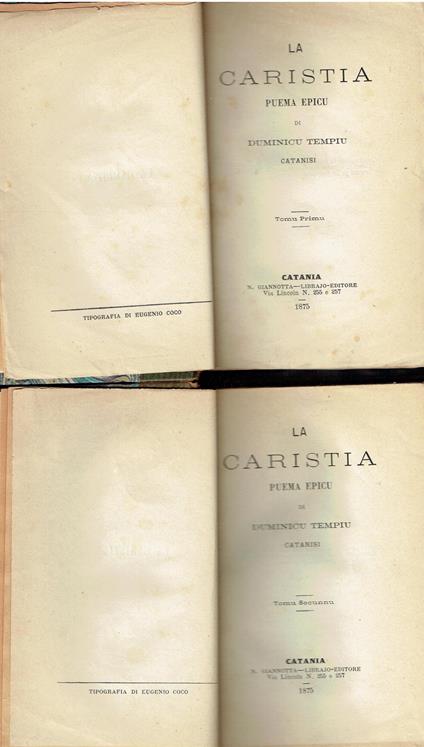 La caristia - puema epicu (2 volumi) - copertina